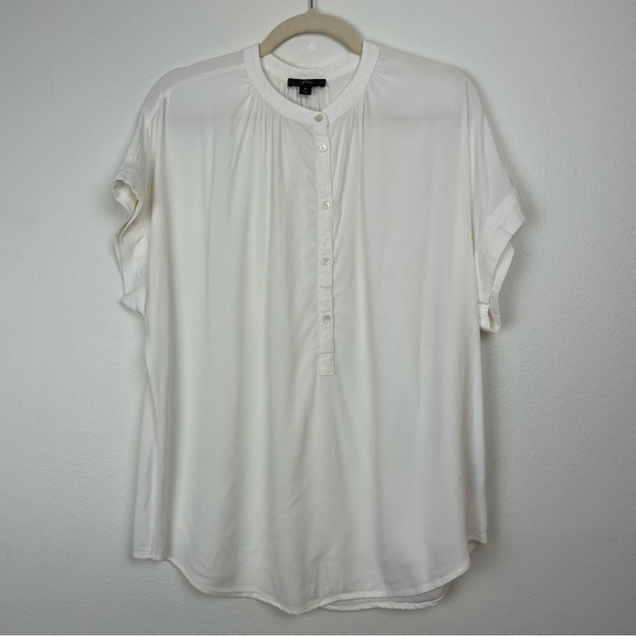 J. Crew Point Sur Drapey Popover Shirt Blouse in White / Ivory - Picture 1 of 6